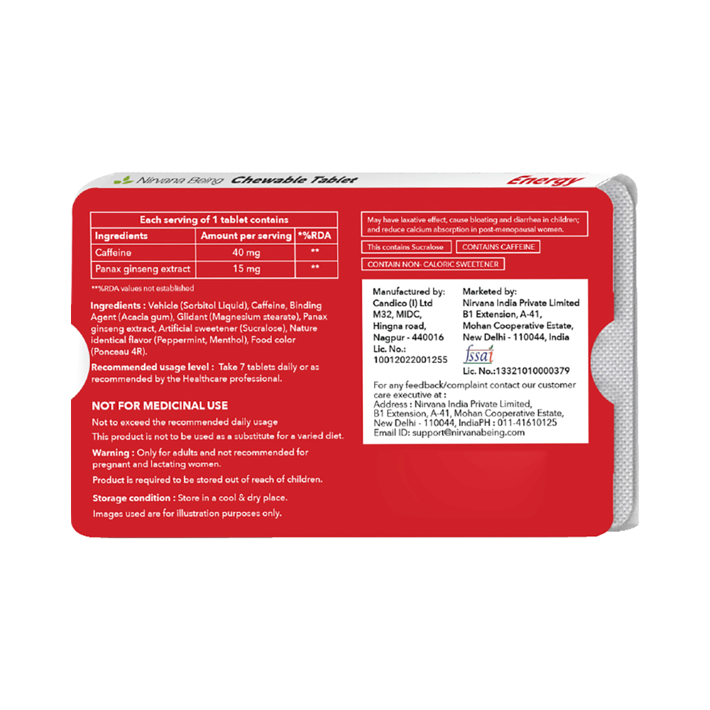 Nirvana Being Energy Tablet (15 Each) Sugar Free - Image 2