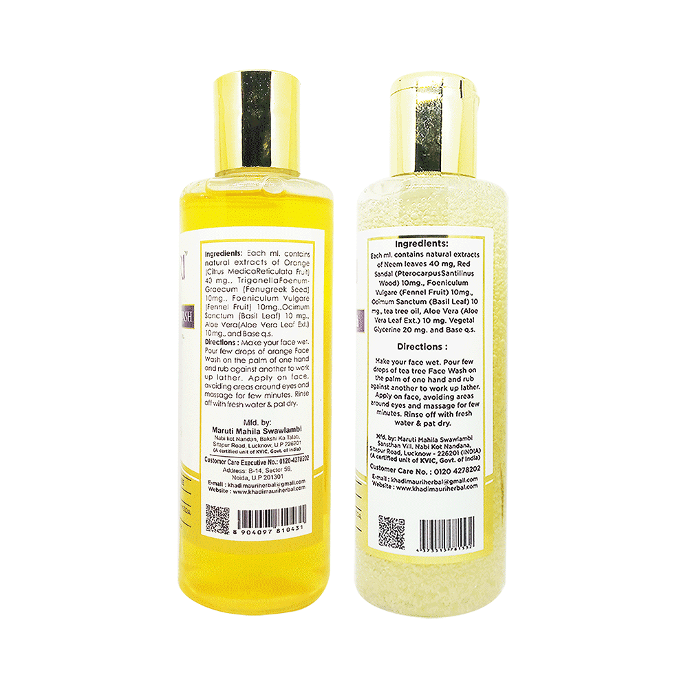 Khadi Mauri Herbal Combo Pack of Orange & Tea Tree Face Wash (210ml Each) - Image 2