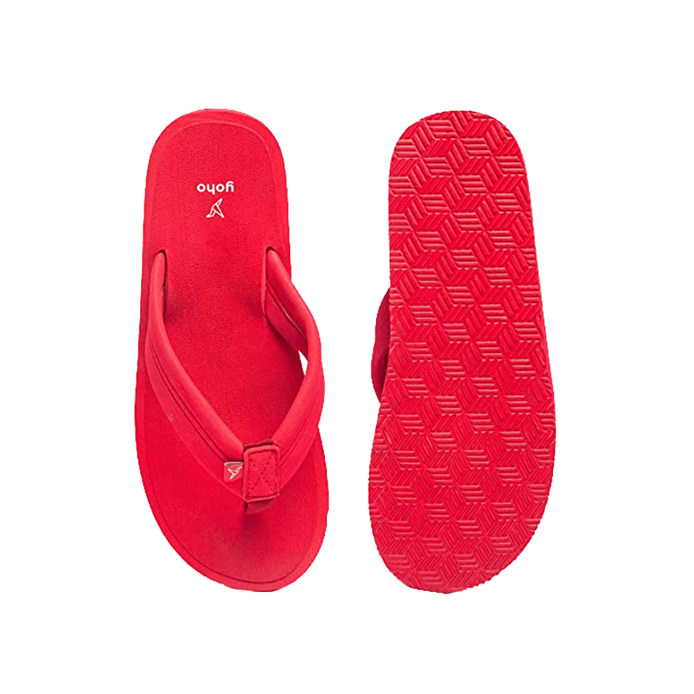 Yoho Lifestyle Doctor Ortho Soft Comfortable and Stylish Flip Flop Slippers for Men Coral Red 7