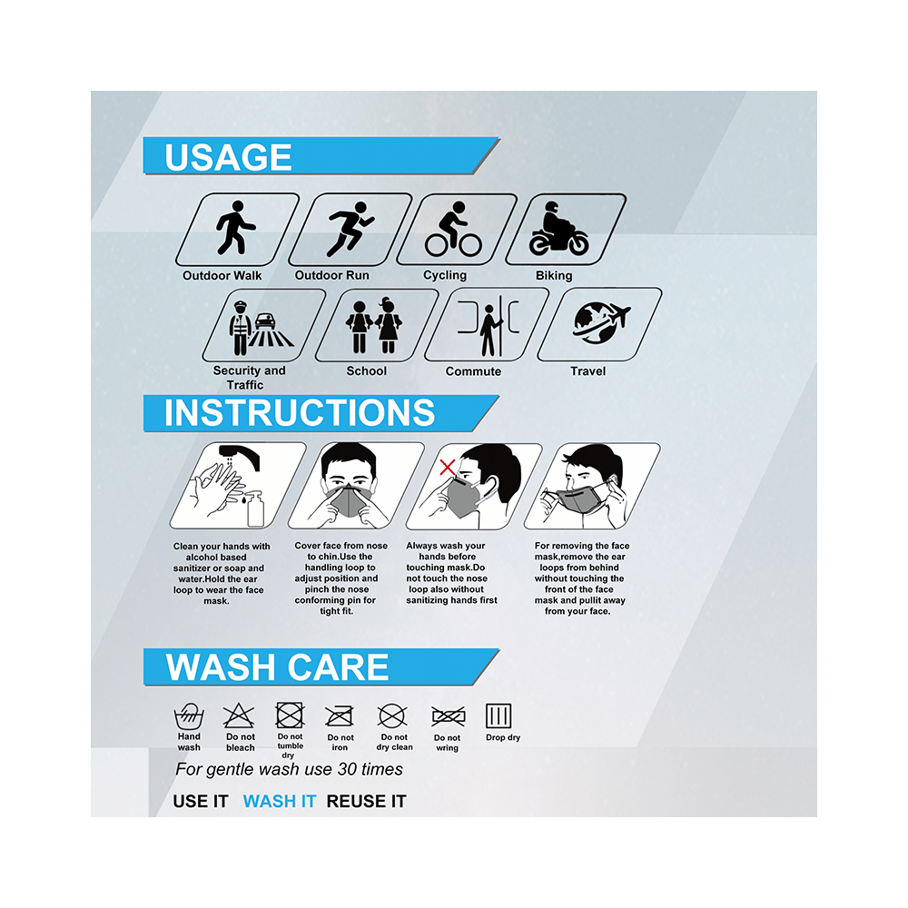 Lioncrown Herring N95 Reusable Washable Outdoor Face Mask Grey Orange - Image 5