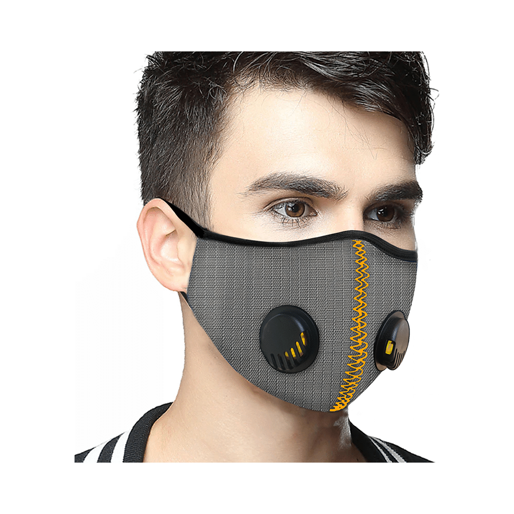 Lioncrown Herring N95 Reusable Washable Outdoor Face Mask Grey Orange - Image 3