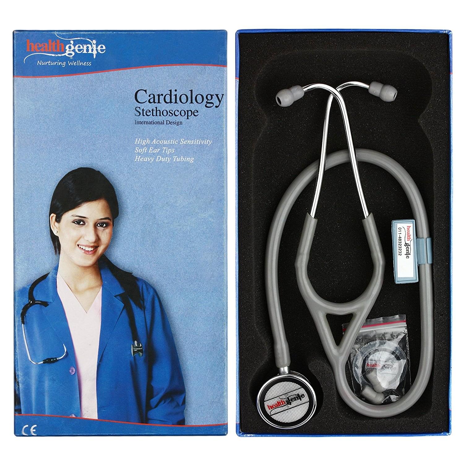 Healthgenie HG-402G Stainless Steel Cardiology Stethoscope Grey