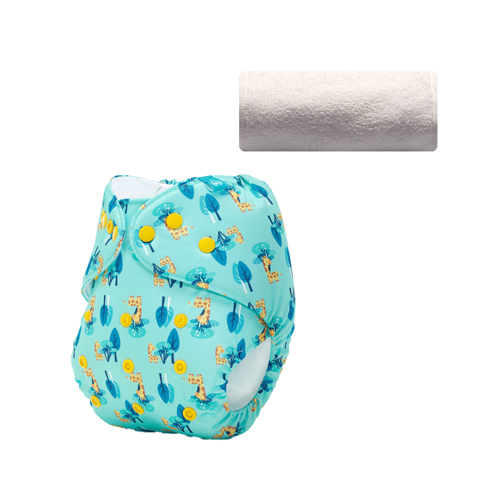 Bumberry Adjustable Reusable Cloth Pocket Diaper With 1 Three-Layer Microfiber Inserts for Babies Baby Giraffe