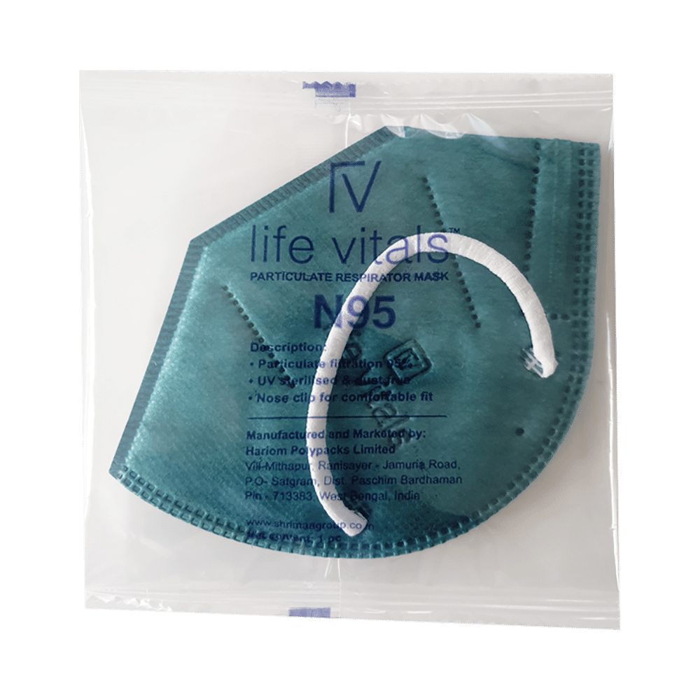 Life Vitals N95 Earloop Particulate Respirator Mask Free Size Green - Image 4