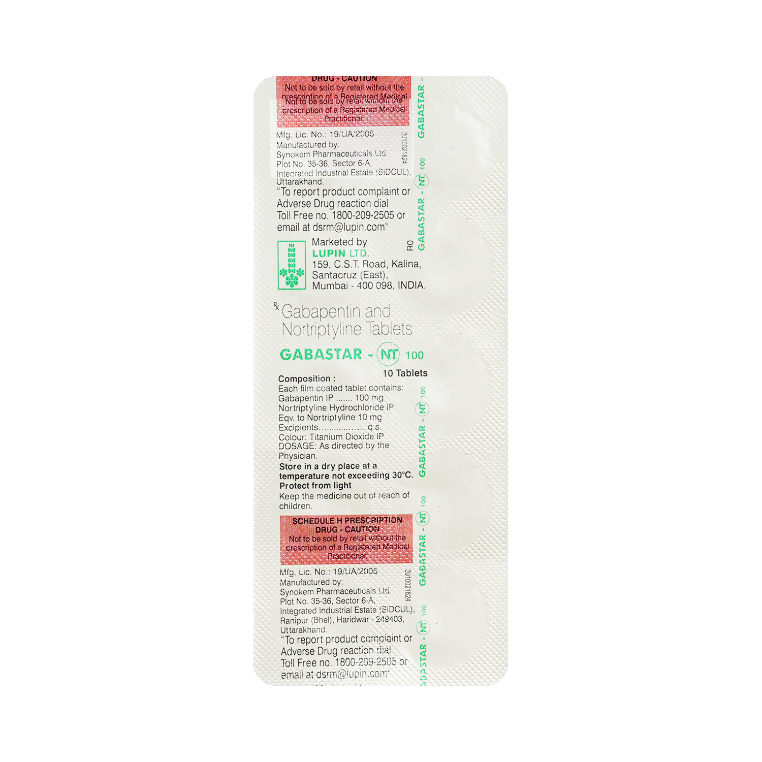 Gabastar NT 100mg/10mg Tablet - Image 5
