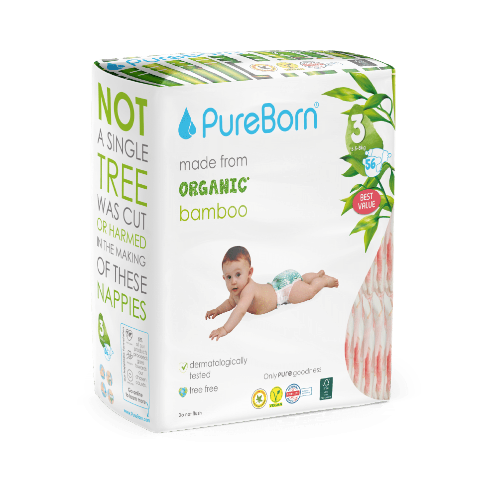PureBorn Organic Bamboo Nappies | Size 3 - Image 1