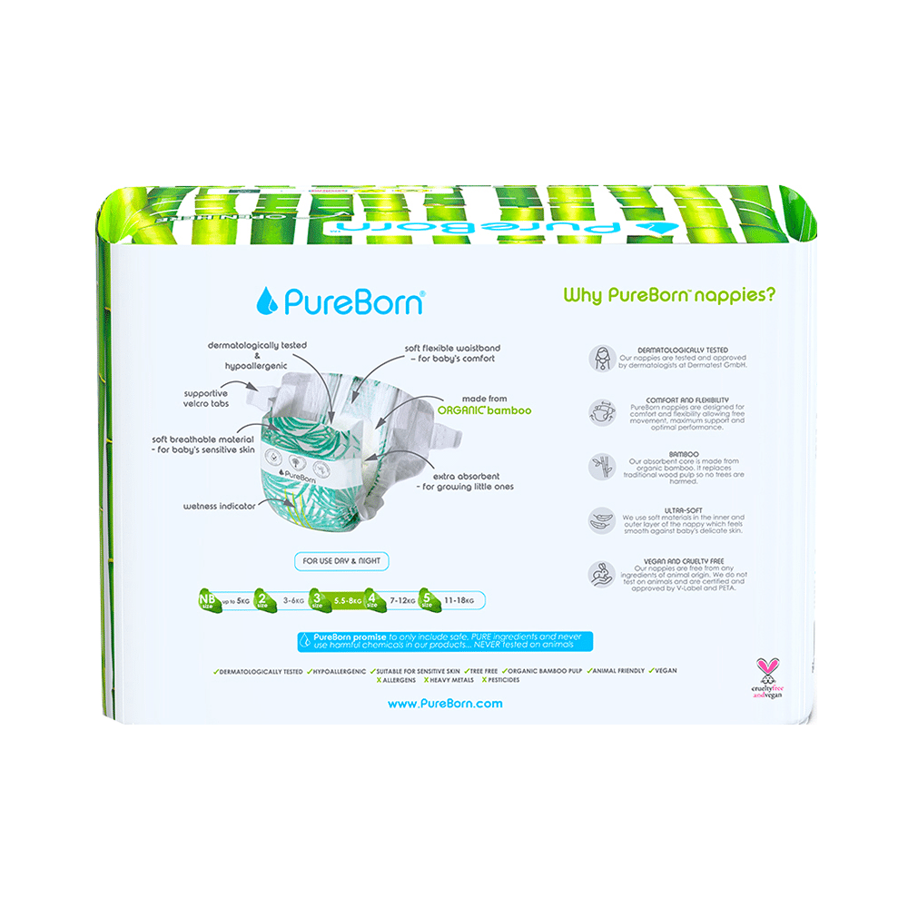 PureBorn Organic Bamboo Nappies | Size 3 - Image 2