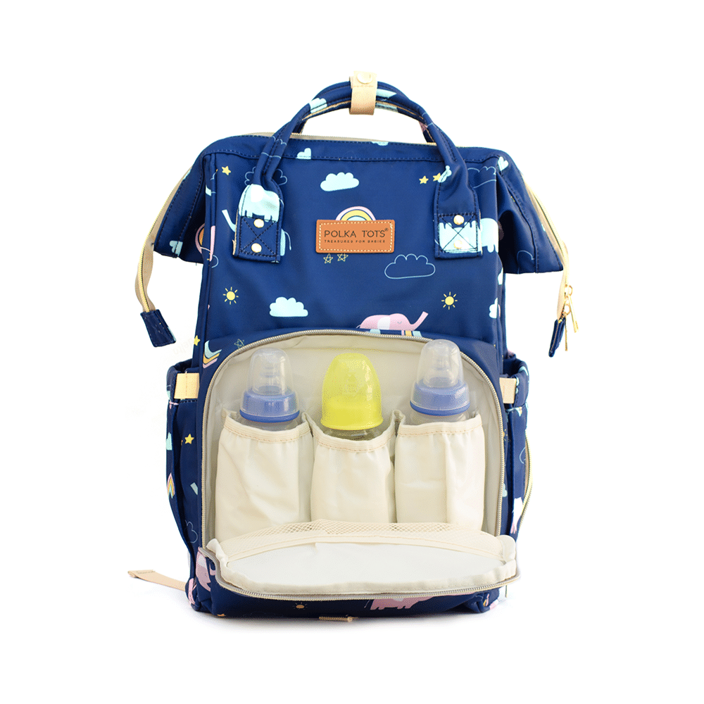 Polka Tots Waterproof Diaper Bag for Travel, Mothers Blue Waterproof