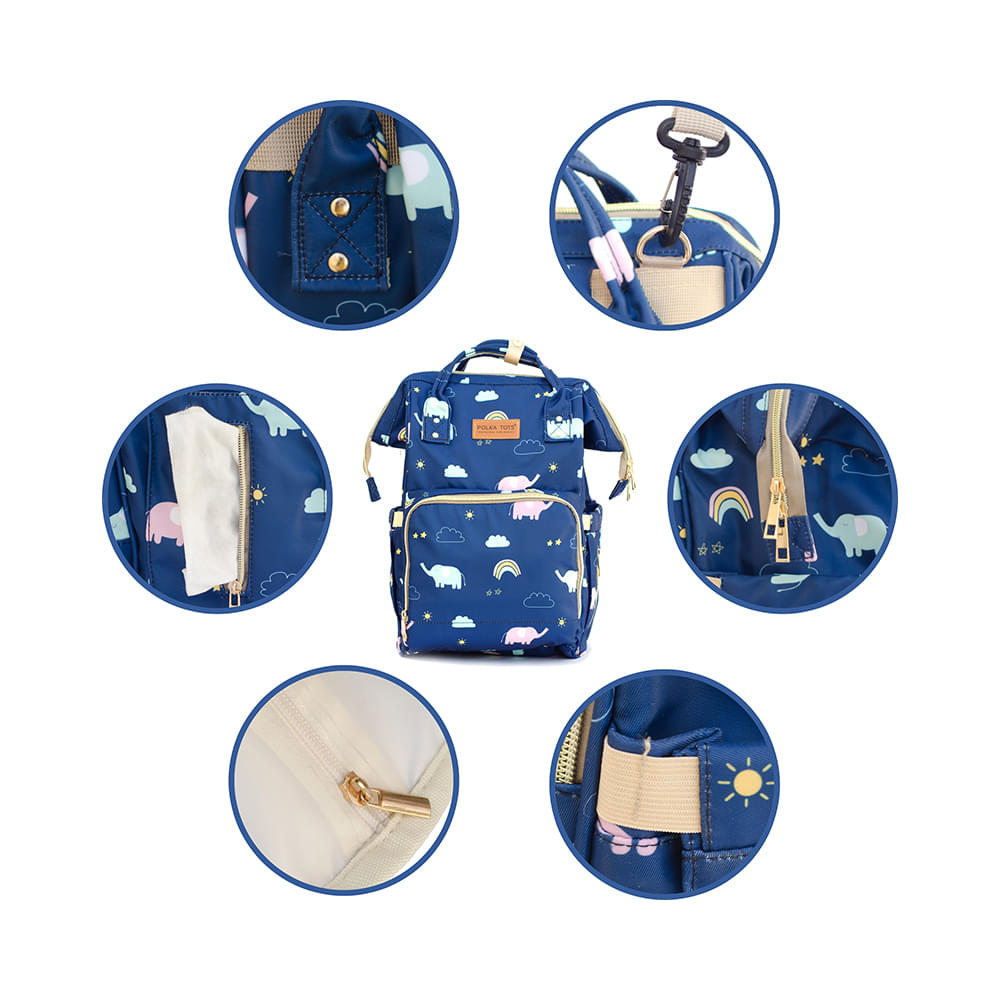 Polka Tots Waterproof Diaper Bag for Travel, Mothers Blue Waterproof - Image 7