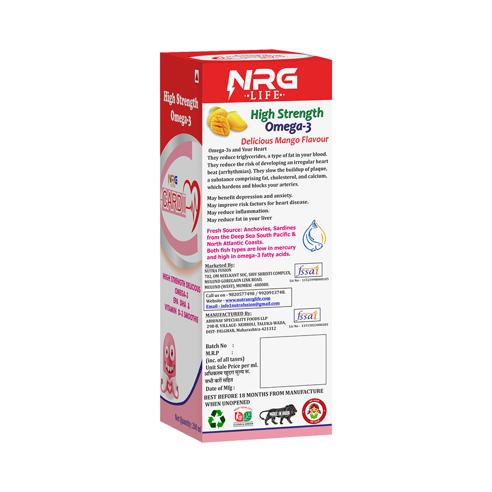 NRG Life Cardi High Strength Omega 3 Syrup Mango - Image 2
