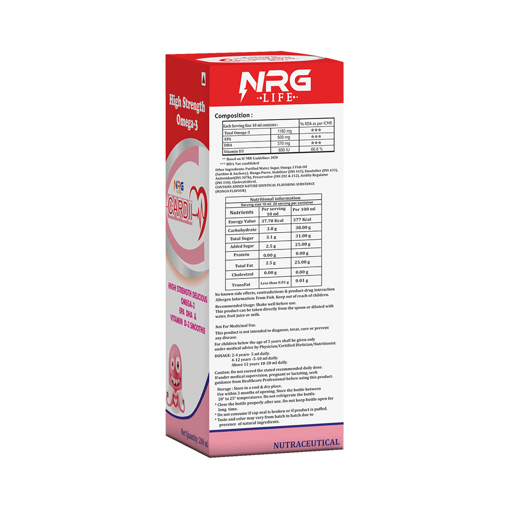 NRG Life Cardi High Strength Omega 3 Syrup Mango - Image 3