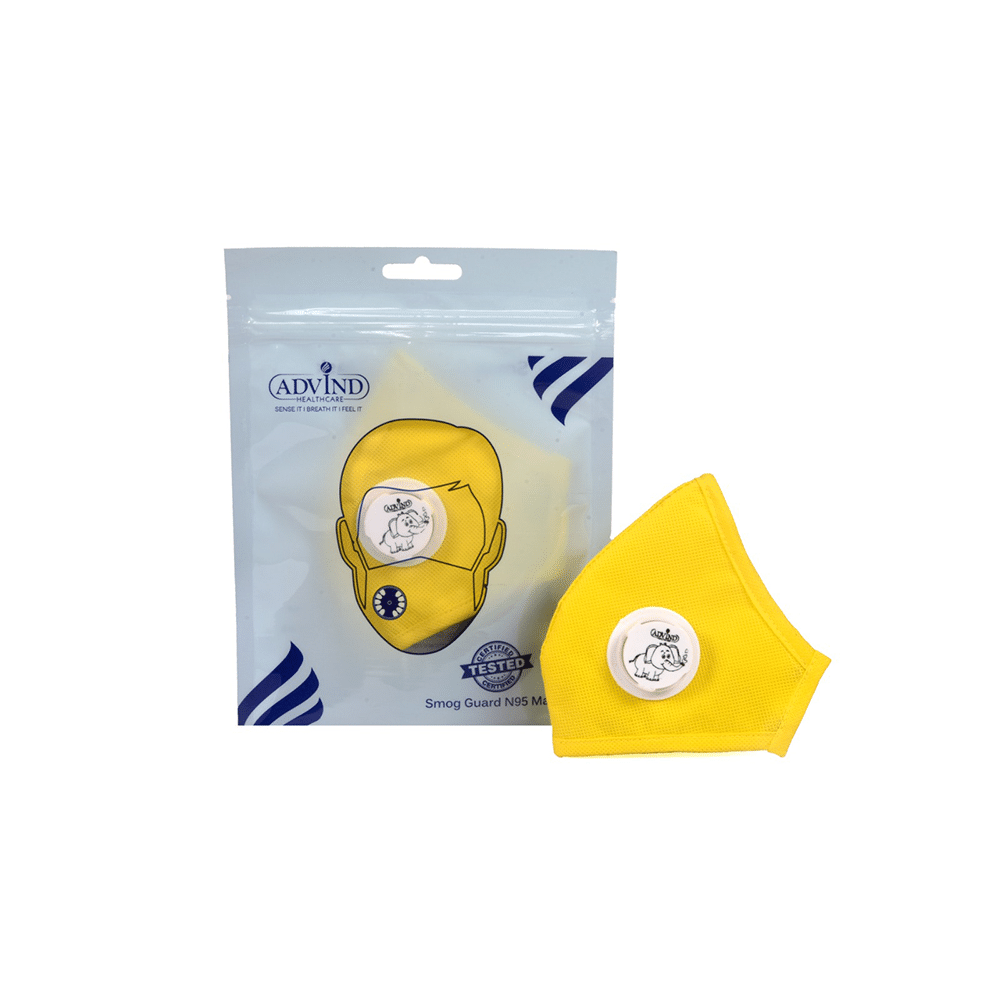 Advind Healthcare Smog Guard N95 Kids Mask with One Valve XS 3-5 Years Yellow, Blue & Beige - Image 7