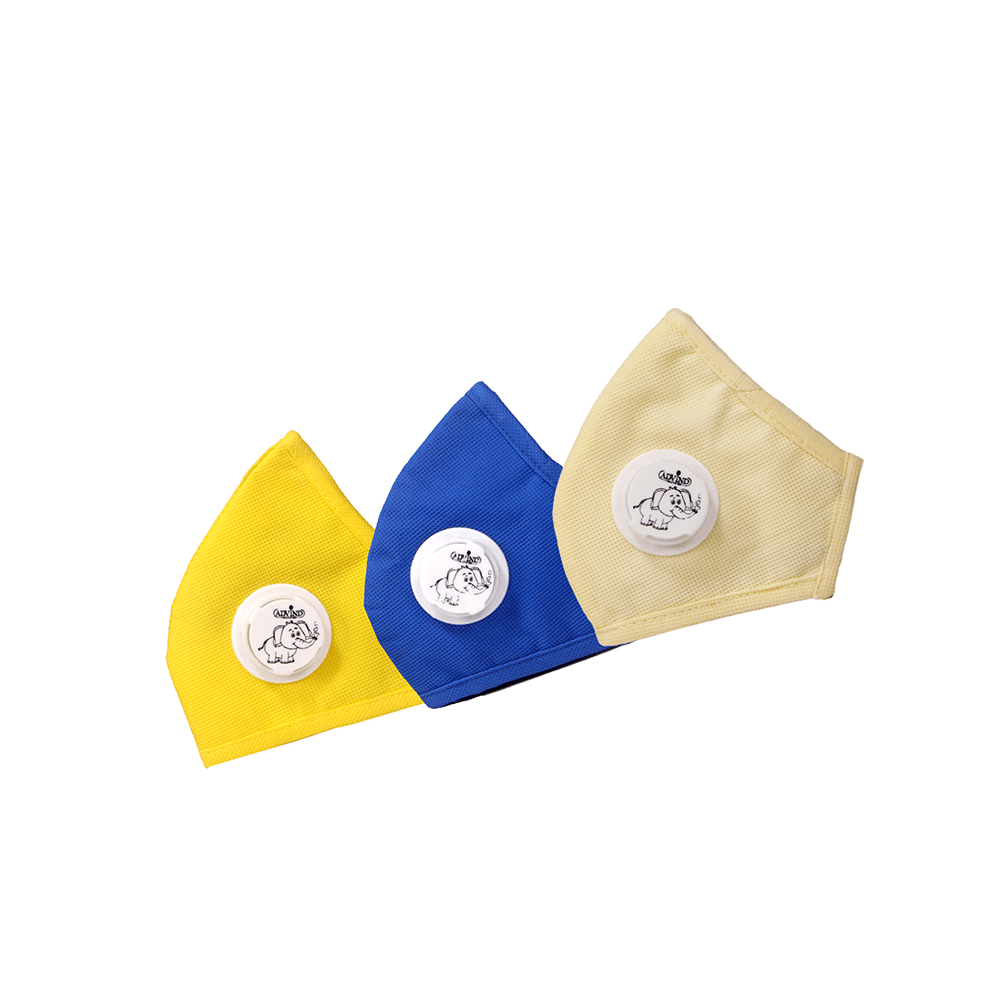 Advind Healthcare Smog Guard N95 Kids Mask with One Valve XS 3-5 Years Yellow, Blue & Beige