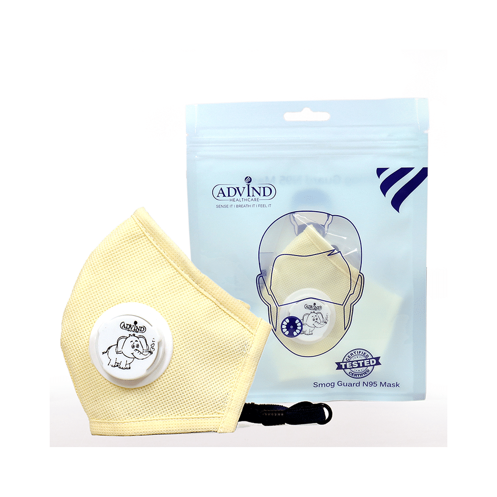Advind Healthcare Smog Guard N95 Kids Mask with One Valve XS 3-5 Years Yellow, Blue & Beige - Image 3