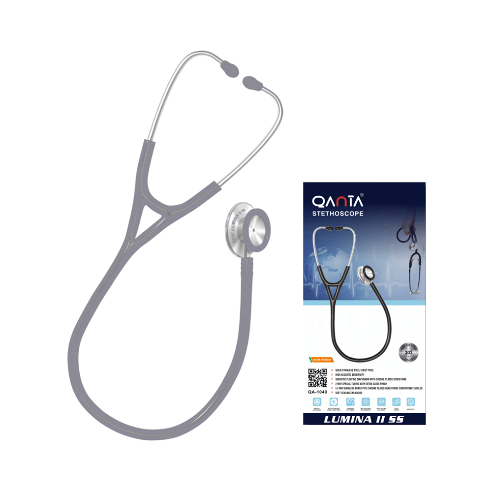 Qanta QA-1040 Stethoscope Lumina II SS With Stainless Steel Chest Piece Grey - Image 1