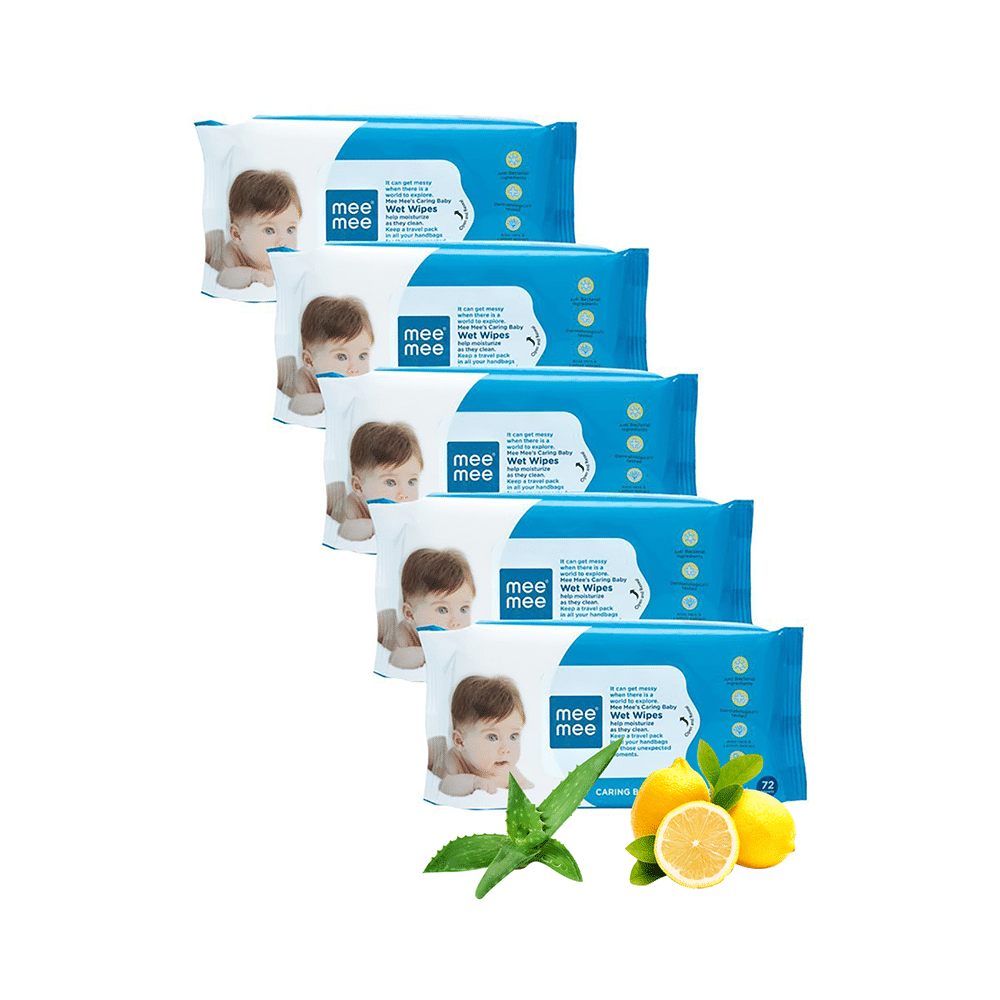Mee Mee Caring Baby Wet Wipes with Lemon Fragrance (72 Each) - Image 1