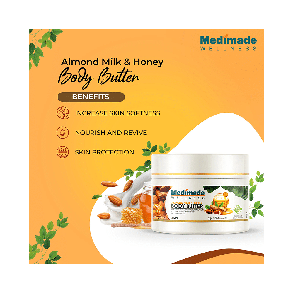Medimade Wellness Almond Milk & Honey Body Butter (200ml Each) - Image 3