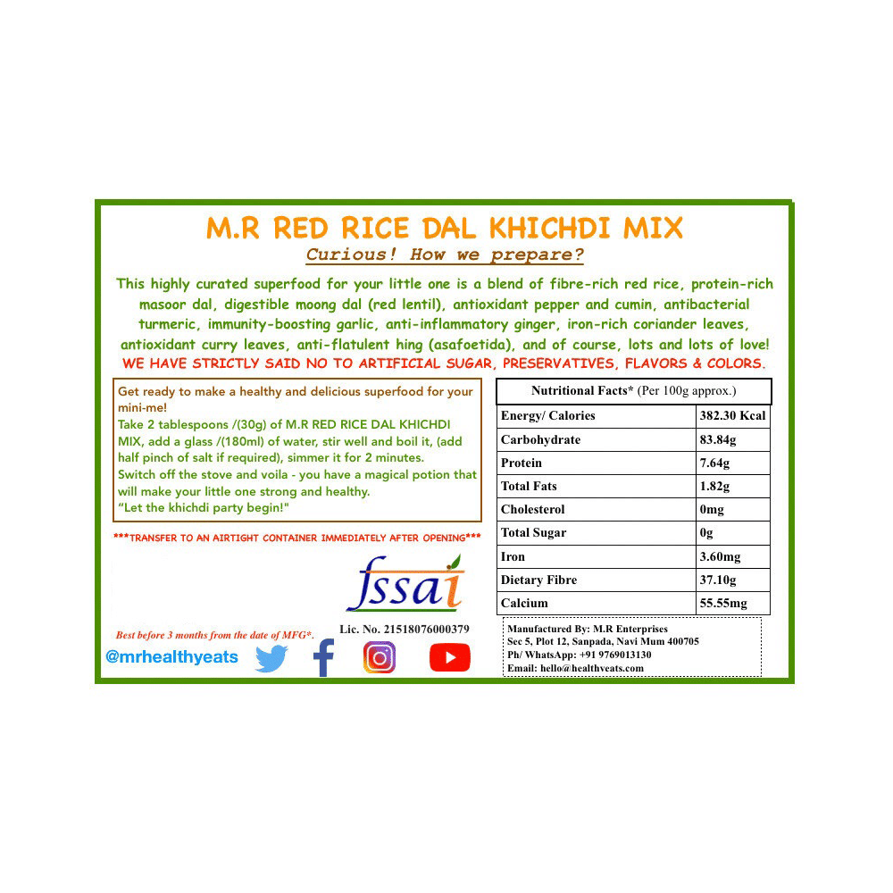 M.R Healthy Eat Red Rice Dal Khichdi Mix (400gm) - Image 4
