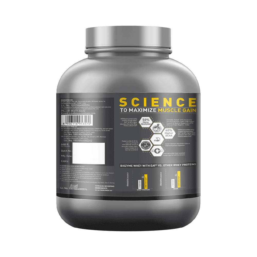 MuscleBlaze MuscleBlaze Biozyme Performance Whey Protein | For Muscle Gain | Improves Protein Absorption | Nutrition Care - Image 3