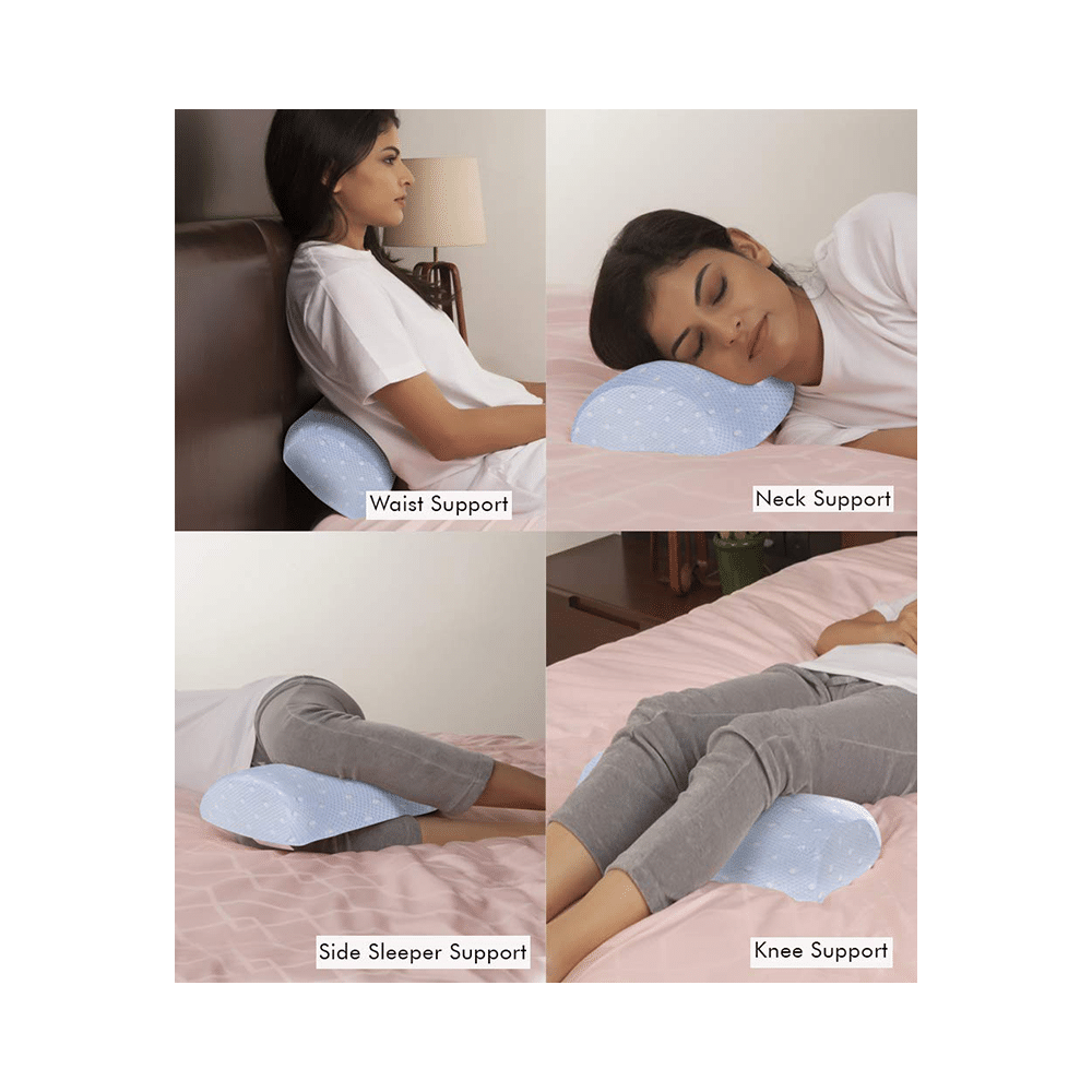 The White Willow Orthopedic Soft Memory Foam Half Moon Pillow Blue - Image 5