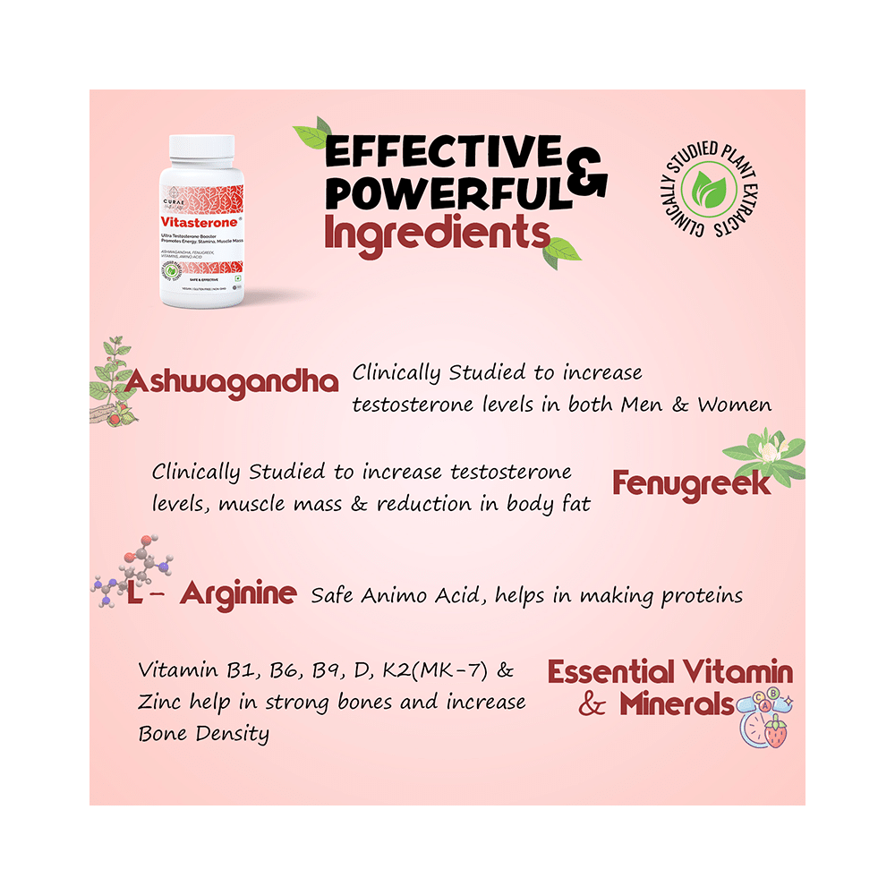 Curae Health & Lifestyle Vitasterone Ultra Testosterone Booster Tablet - Image 3