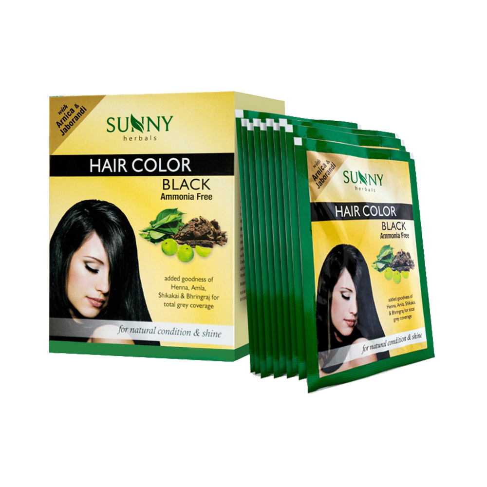 Sunny Herbals Hair Color 12 Sachets Black - Image 1