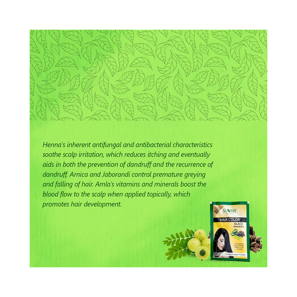 Sunny Herbals Hair Color 12 Sachets Black - Image 5