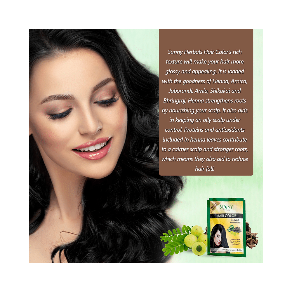 Sunny Herbals Hair Color 12 Sachets Black - Image 3