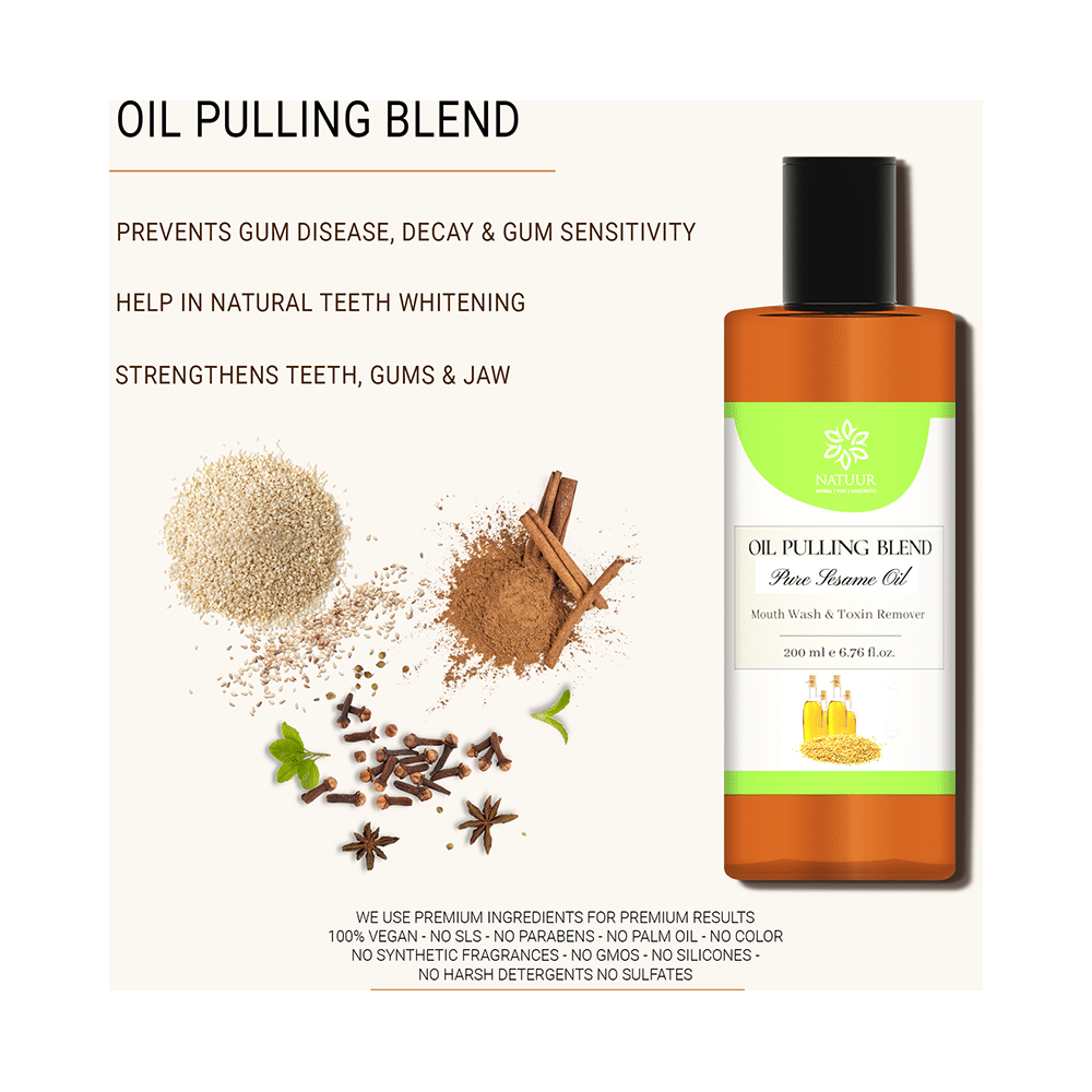 Natuur Oil Pulling Blend Mouth Wash & Toxin Remover Sesame Oil - Image 4