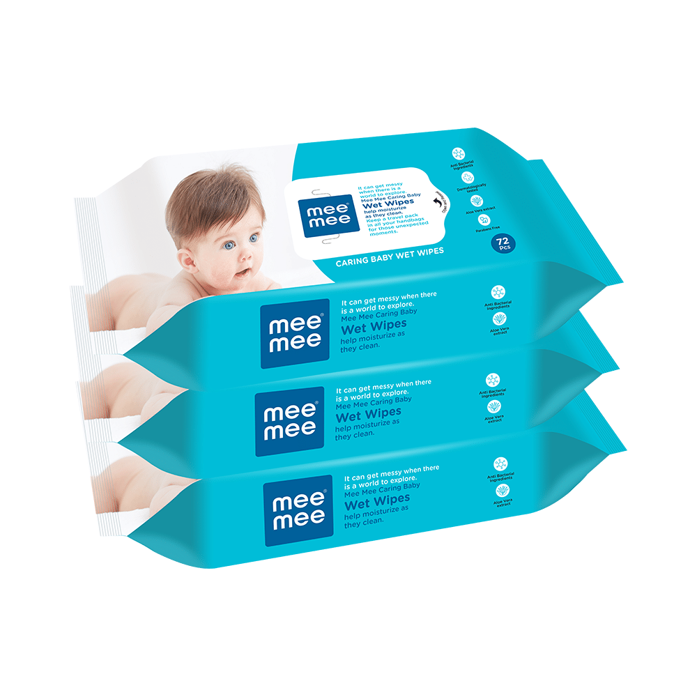 Mee Mee Caring Baby Wet Wipes with Aloe Vera (72 Each)