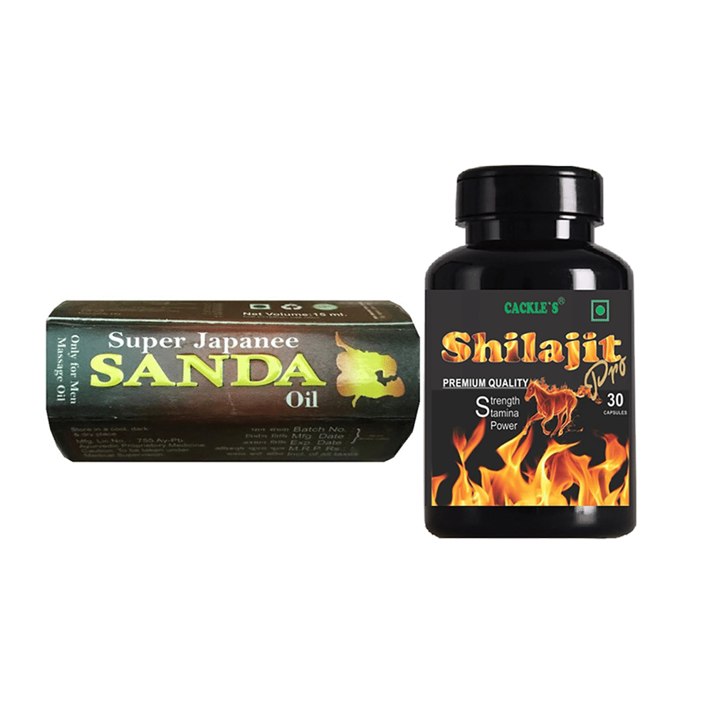 Cackle's Combo Pack of Super Japanee Sanda Oil 15ml & Shilajit Pro 30 Capsule - Image 1