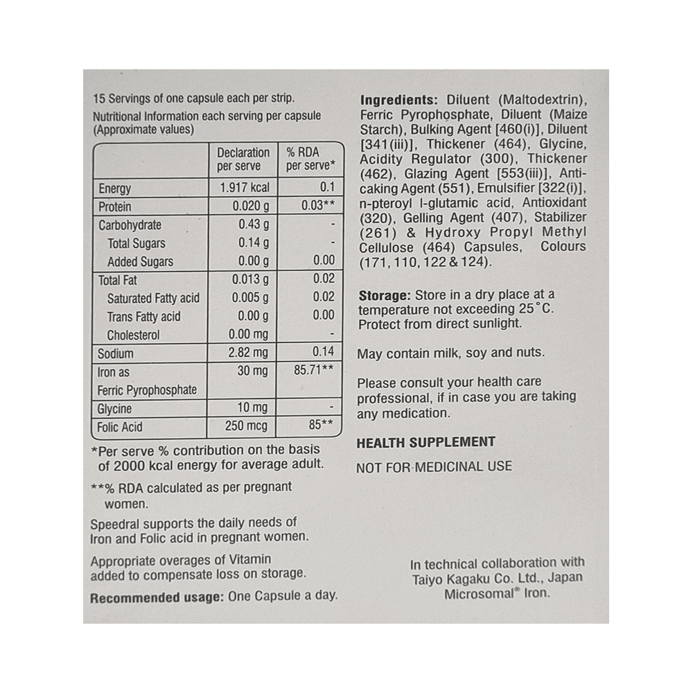 New Speedral Capsule with Iron, Folic Acid & Glycine - Image 2