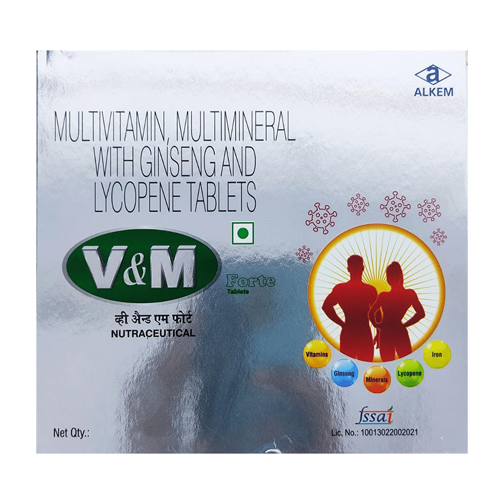 V&M Forte Multivitamin, Multimineral with Ginseng and Lycopene Nutraceutical Tablet