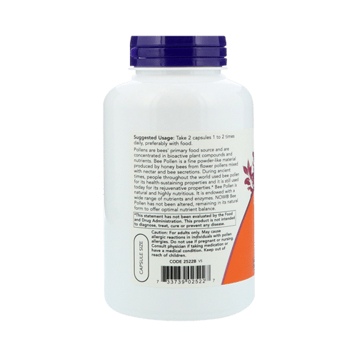 Now Foods Bee Pollen Caps 500mg - Image 3