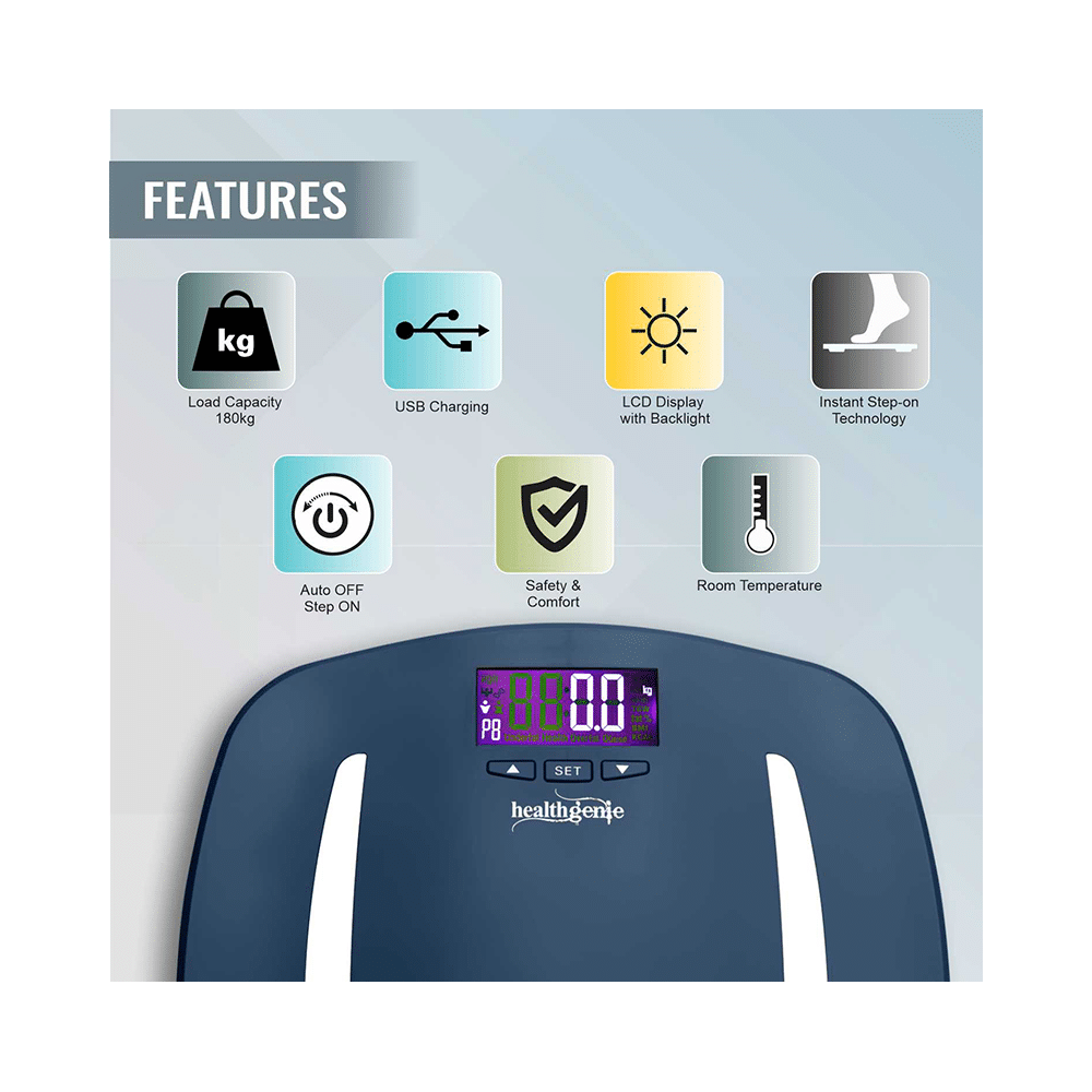 Healthgenie HB 331 Fibre Series Digital Personal Body Fat Analyzer Blue - Image 5