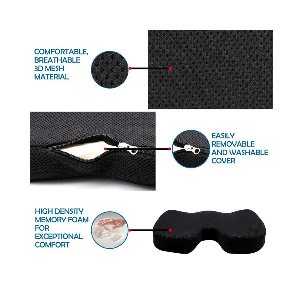 Sleepsia Advance Orthopaedic Coccyx Seat Cushion/Pillow with Memory Foam Black - Image 4