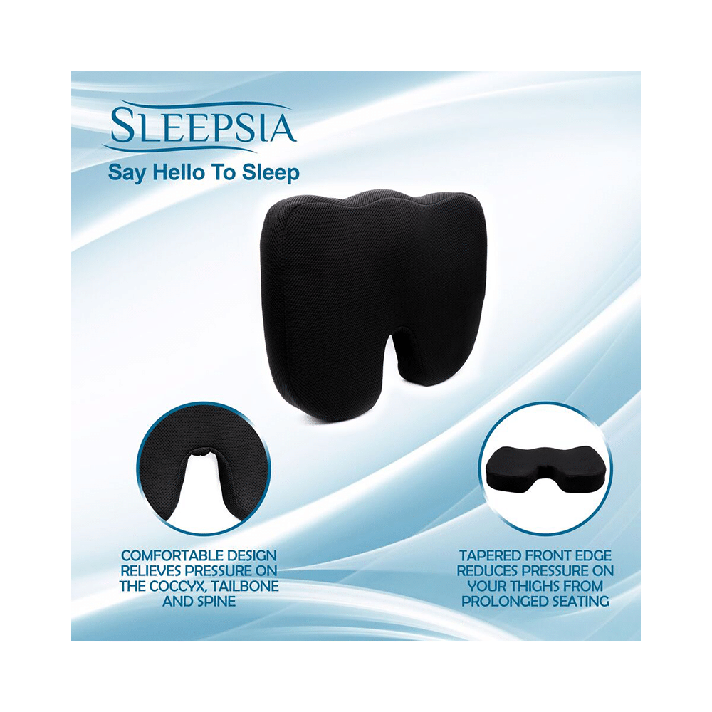 Sleepsia Advance Orthopaedic Coccyx Seat Cushion/Pillow with Memory Foam Black - Image 3