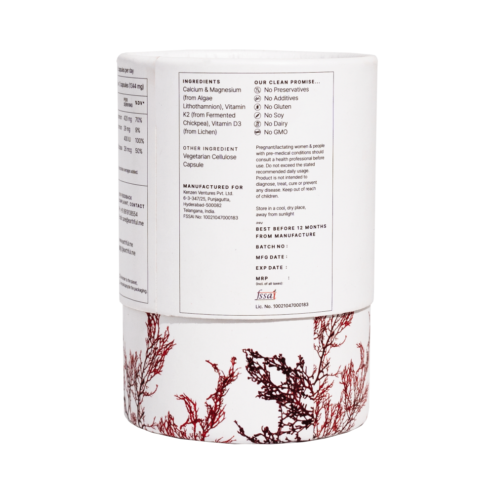 Earthful Healthy Bones Calcium + D3 + K2 Plant Capsule - Image 2