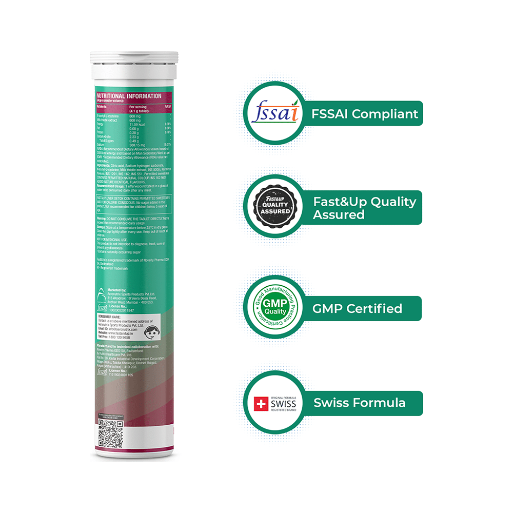 Fast&Up Liver Detox Cleanse & Protect with Milk Thistle & NAC Effervescent Tablet Mixed Berries - Image 4