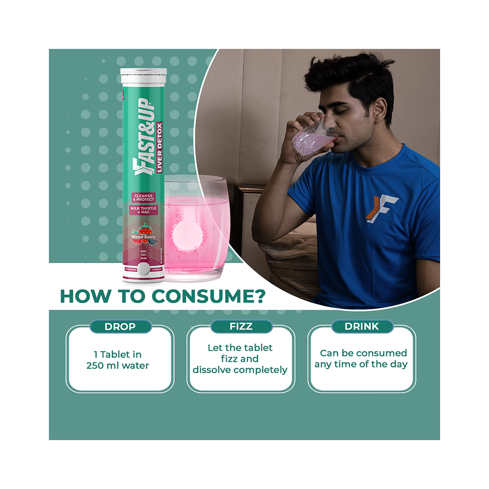 Fast&Up Liver Detox Cleanse & Protect with Milk Thistle & NAC Effervescent Tablet Mixed Berries - Image 7