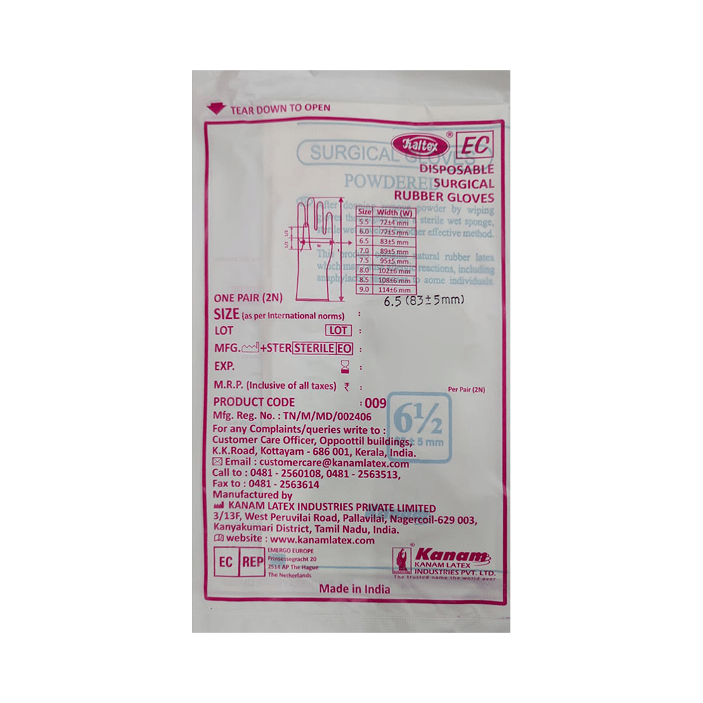 Kaltex Disposable Surgical Rubber Gloves 6.5 - Image 2
