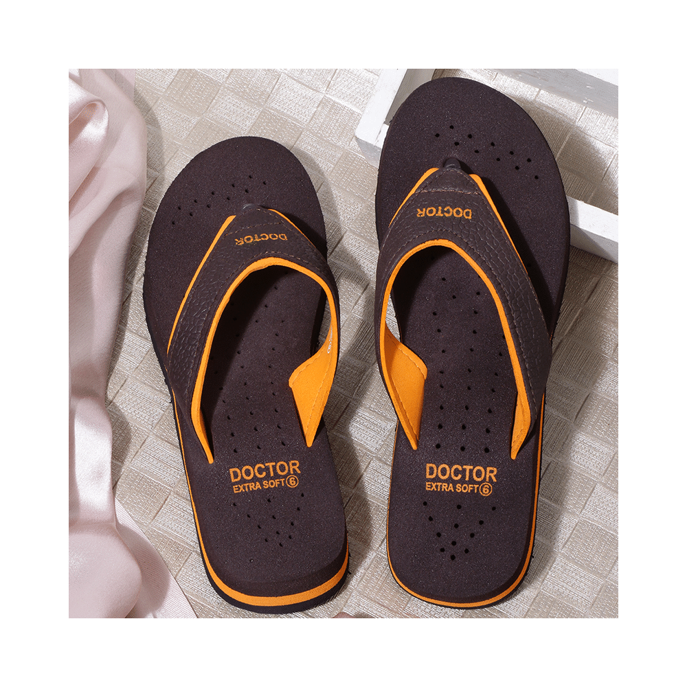 Doctor Extra Soft Orthopaedic Diabetic Pregnancy Comfort Flat Flipflops Slippers For Women 4UK Orange - Image 4