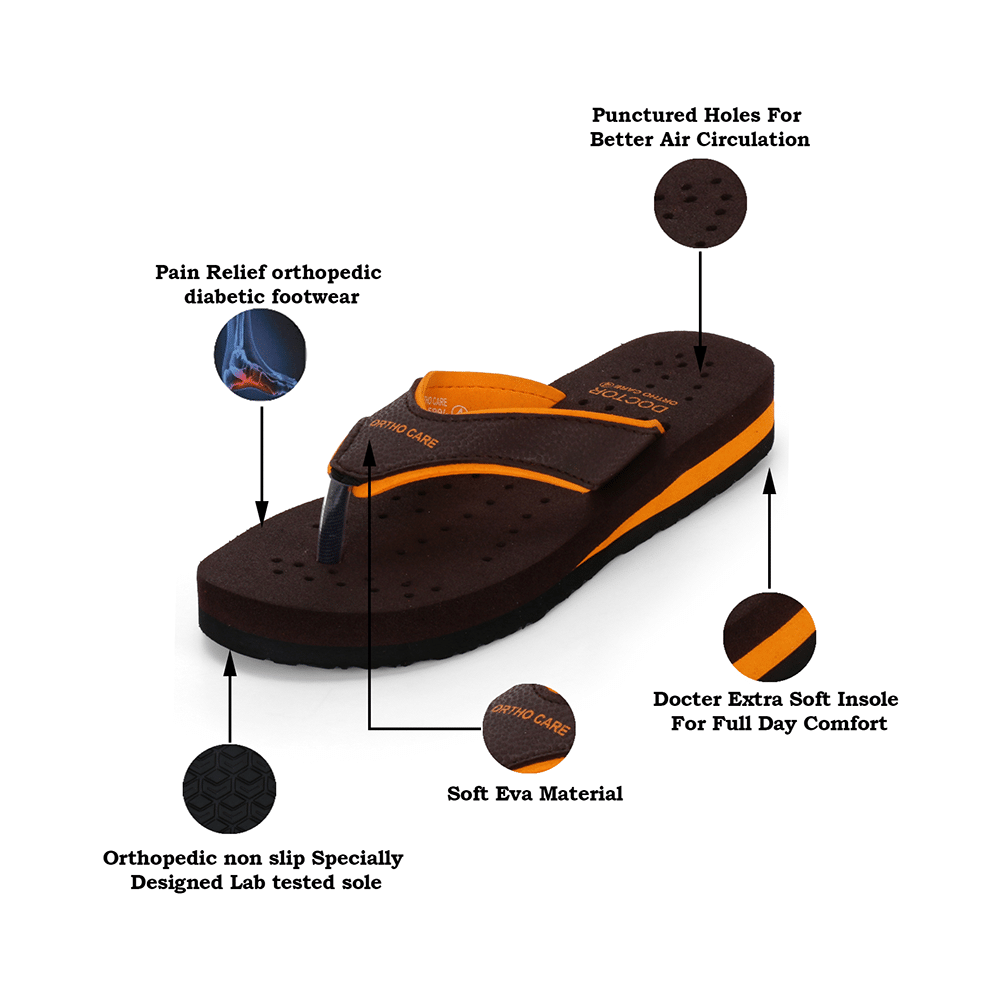 Doctor Extra Soft Orthopaedic Diabetic Pregnancy Comfort Flat Flipflops Slippers For Women 4UK Orange - Image 2