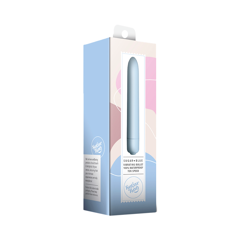 Sugarboo Vibrating Bullet Massager for Women | 100% Waterproof | Electric Silicone with 10 Vibration Modes Sugar Blue - Image 1