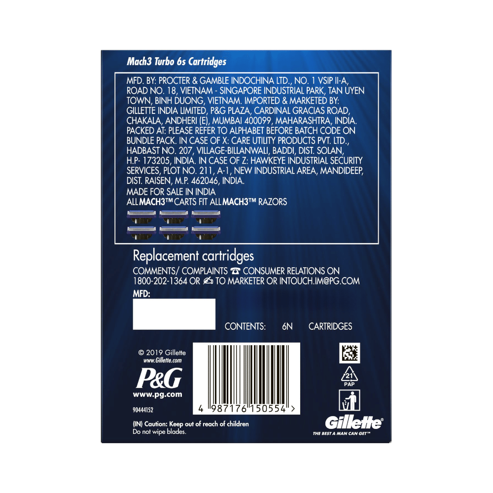 Gillette Mach 3 Shaving Razor Blades Turbo - Image 2