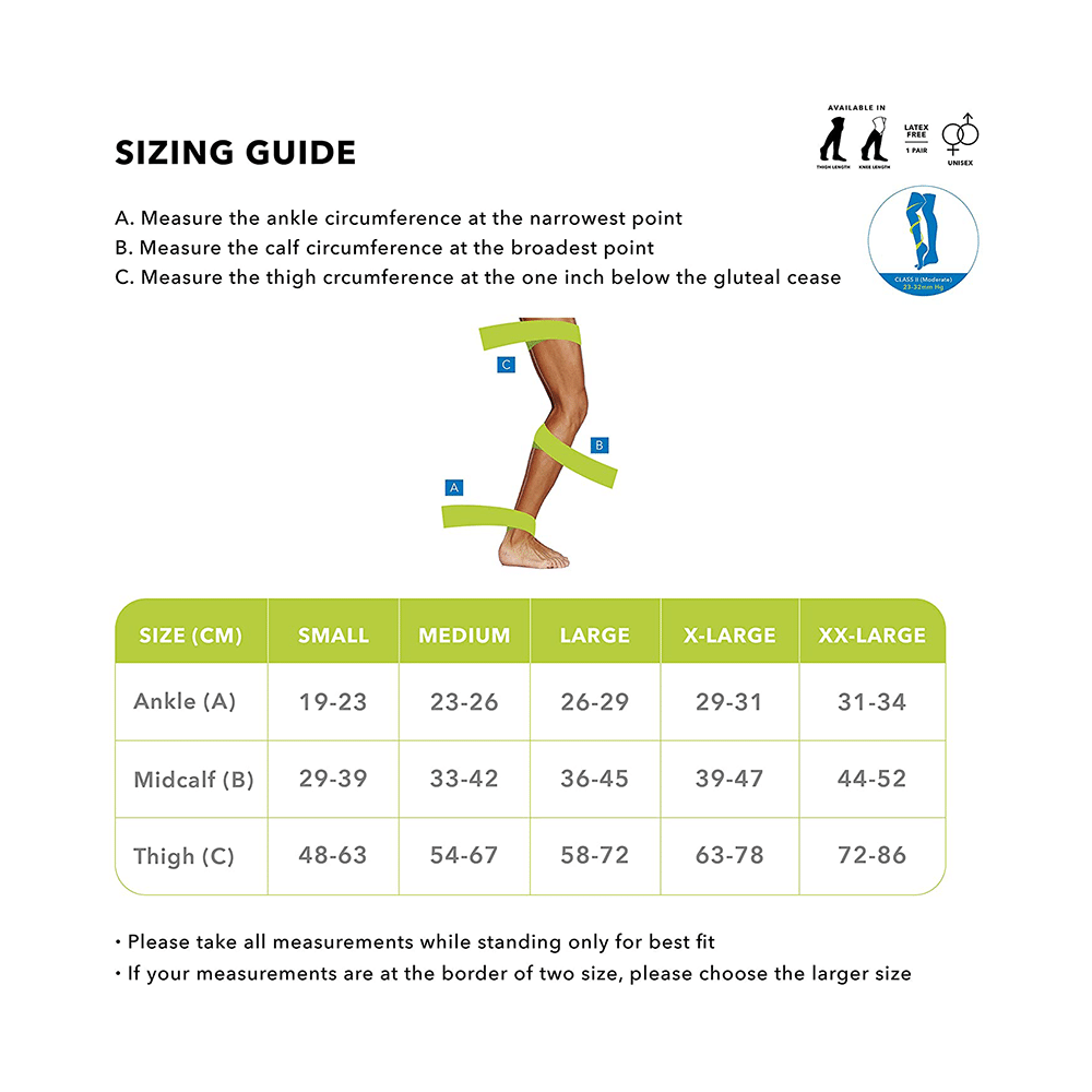 Sorgen Classique (Lycra) Class II Thigh Length Medical Compression Stockings for Varicose Veins XL Beige - Image 3