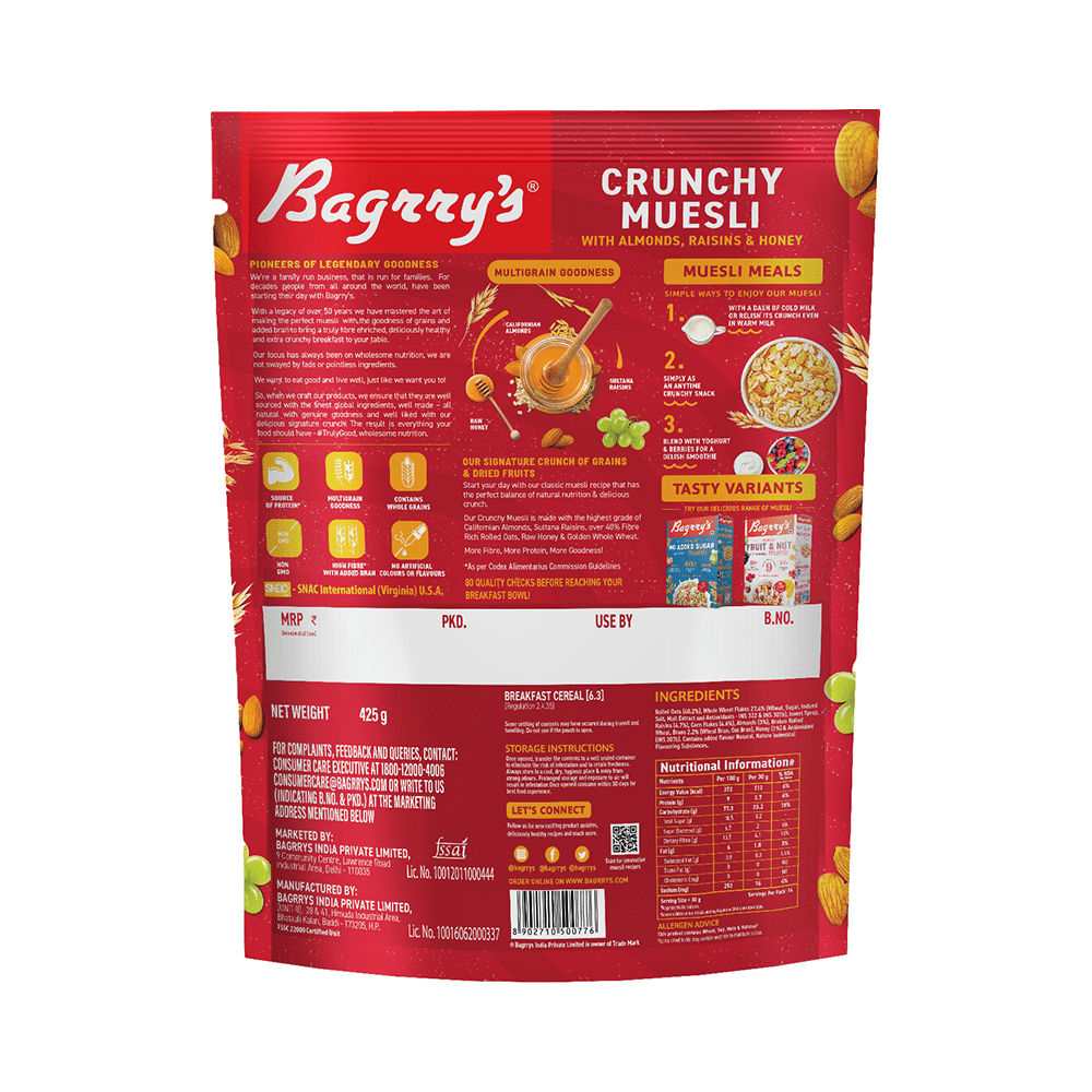 Bagrry's Crunchy Muesli with Almonds, Raisins & Honey - Image 2