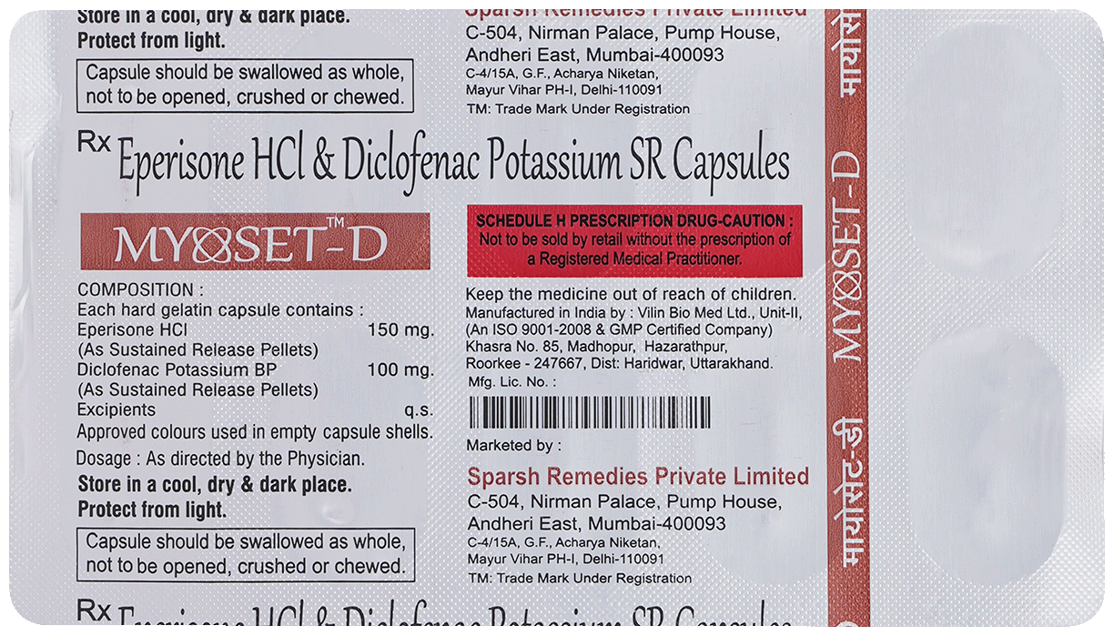 Myoset-D 150mg/100mg Capsule SR - Image 1