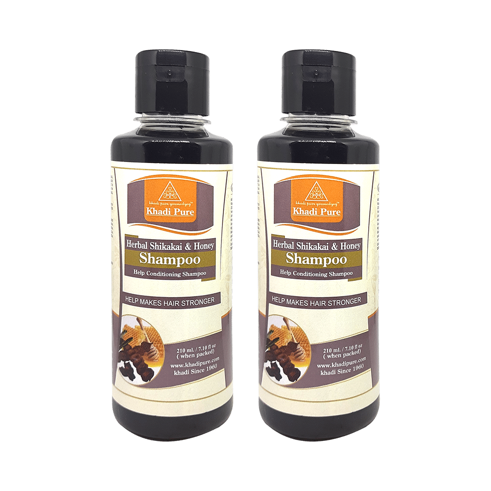 Khadi Pure Herbal Shikakai & Honey Shampoo (210ml Each)