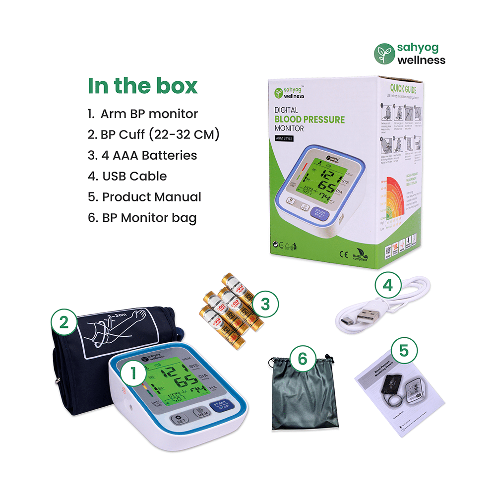 Sahyog Wellness Arm Style Digital Blood Pressure Monitor with 3 Colour Display - Image 4